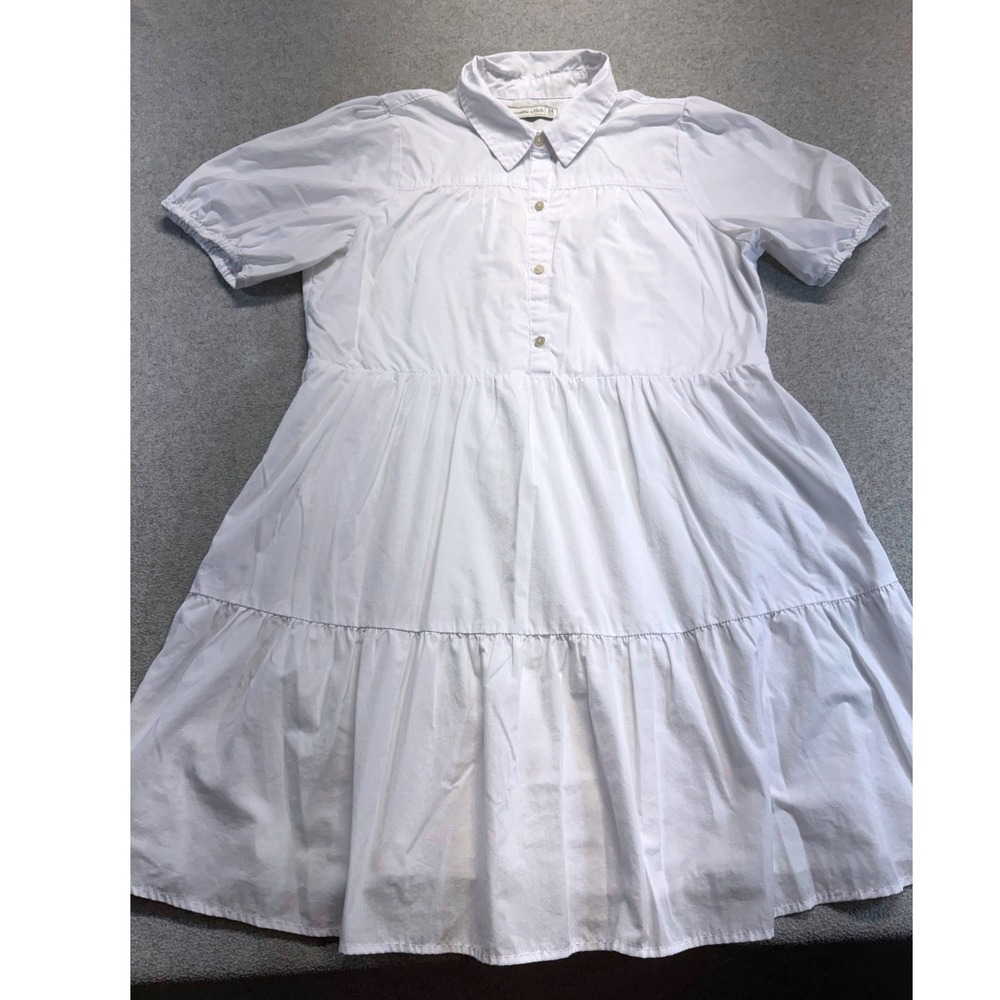 Abercrombie & Fitch Babydoll Dress Medium White Tiered Puff Sleeve Cottagecore